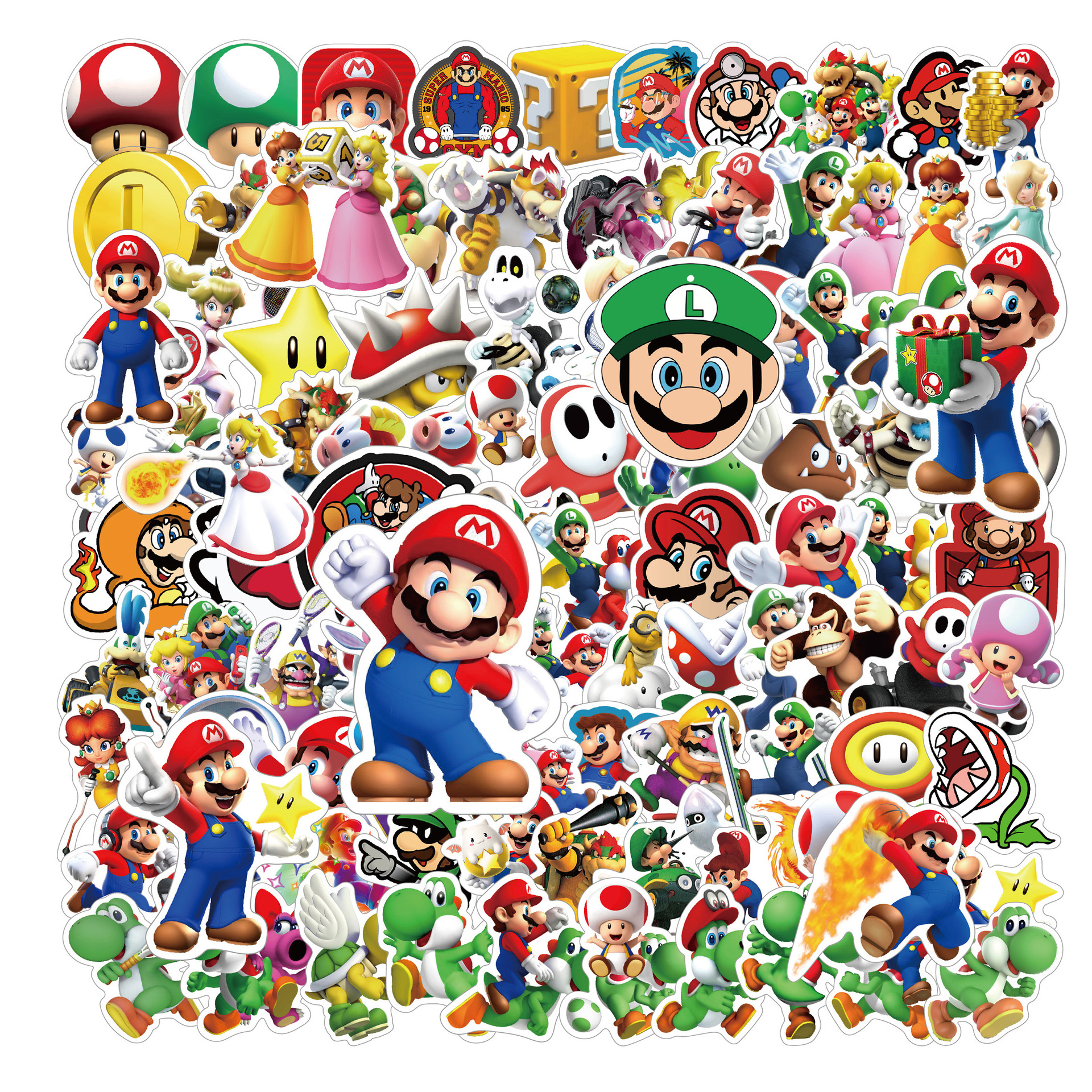 100张马里奥卡通贴纸行李箱滑板涂鸦笔记本ipad手账儿童防水贴