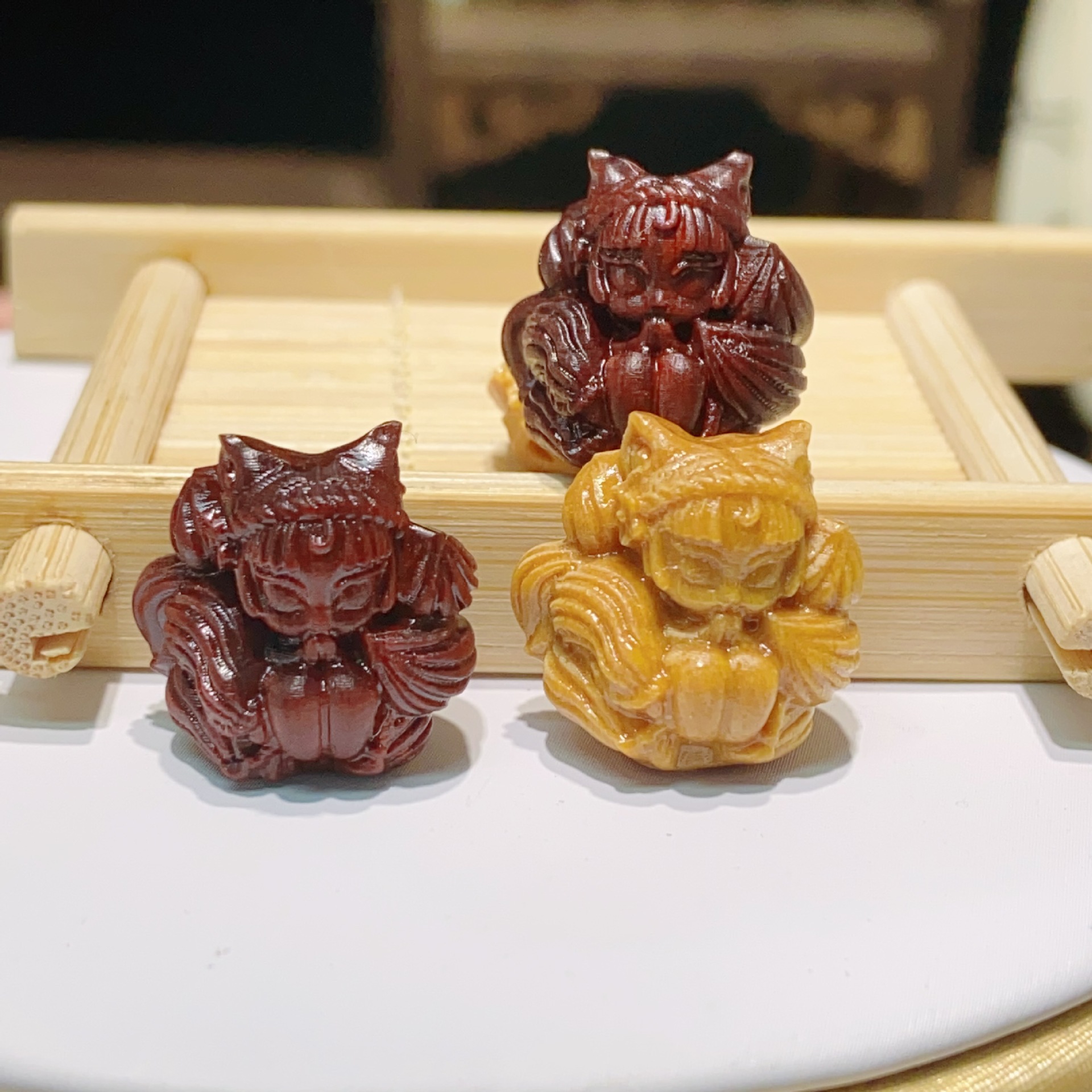 文玩檀木雕刻九尾狐凤九狐仙文玩配饰手串搭配配饰diy-阿里巴巴