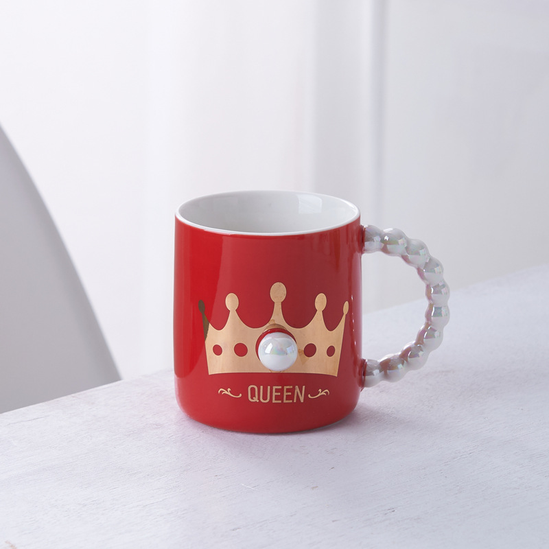 Pearl Shell Spoon with Lid Mug Internet Celebrity Pearl Glaze Ceramic Cup Creative Trend Gradient Drinking Cup