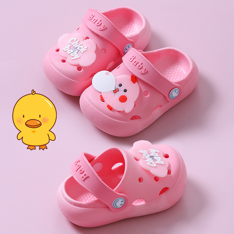 Children's Slippers Summer Indoor Non-Slip Soft Bottom Slippers Children's Hole Shoes Closed Toe Infant Boys and Girls Baby Slippers