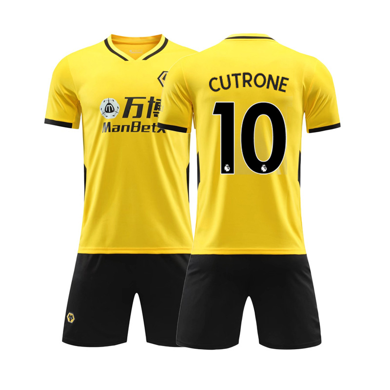 狼队足球服冷门球衣川边骏足球服儿童套装运动服37号特拉奥雷球衣