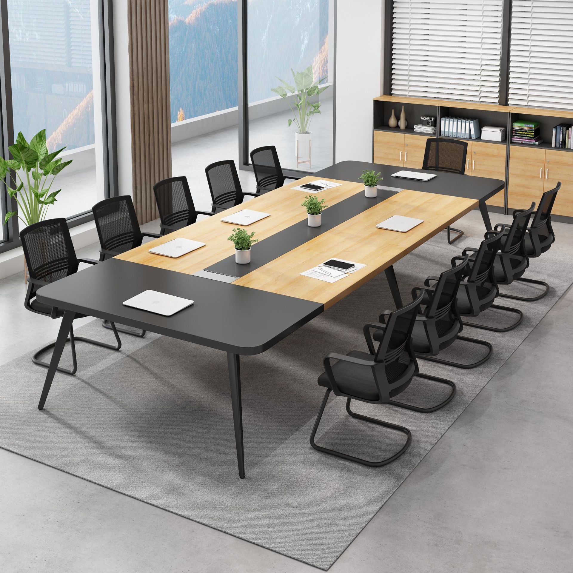 办公桌会议桌长桌小型钢架洽谈桌简易员工位6/10人职员办公桌椅