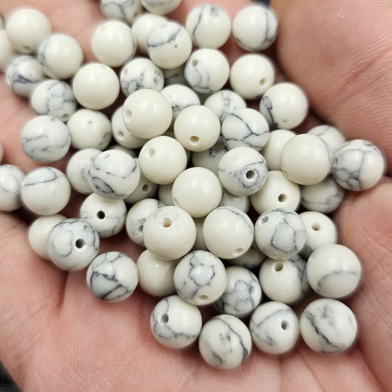 仿白松石圆珠仿玉石散珠10毫米白松手链项链饰品配件珠子批发