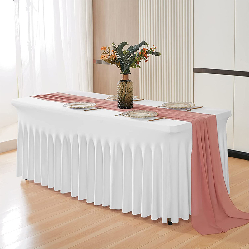 Cross-Border Elastic Table Cover Wedding Banquet 6ft Sundress Rectangular Skirt Table Cover Meeting Office Stretch Tablecloth