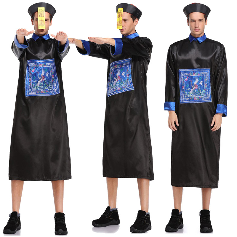 鬼节 男士万圣节电影男僵尸服装 成人古代清朝古装英叔鬼装舞台装