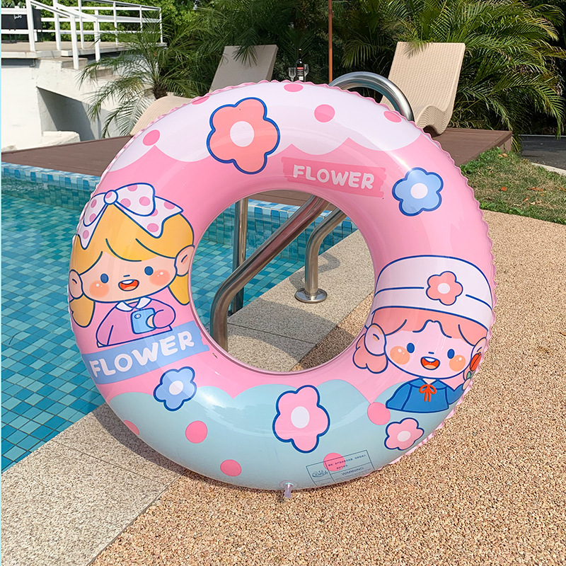 Hot Selling Children's Cartoon Pink Little Girl Swimming Ring Thickened Life Buoy Anti-Flip Boys and Girls Beginner