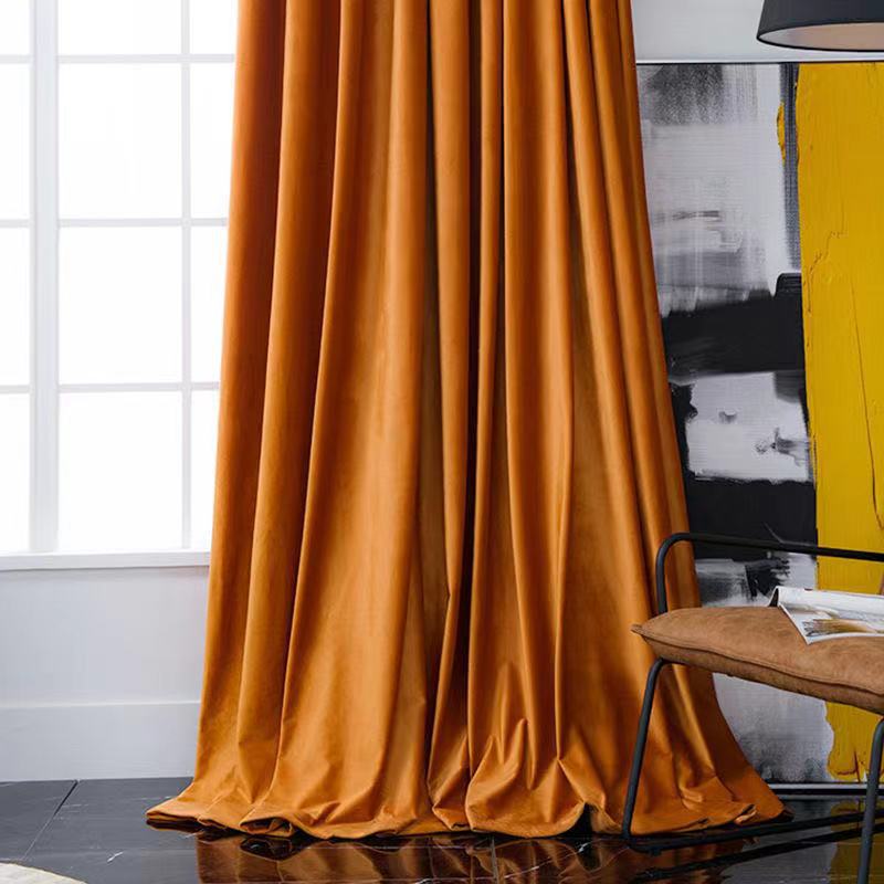 2021轻奢风素色遮光窗帘 简约现代纯色荷兰绒窗帘布客厅卧室窗帘