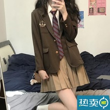 春秋jk制服全套小个子港风套装女复古衬衫外套裙子三件套/单件潮