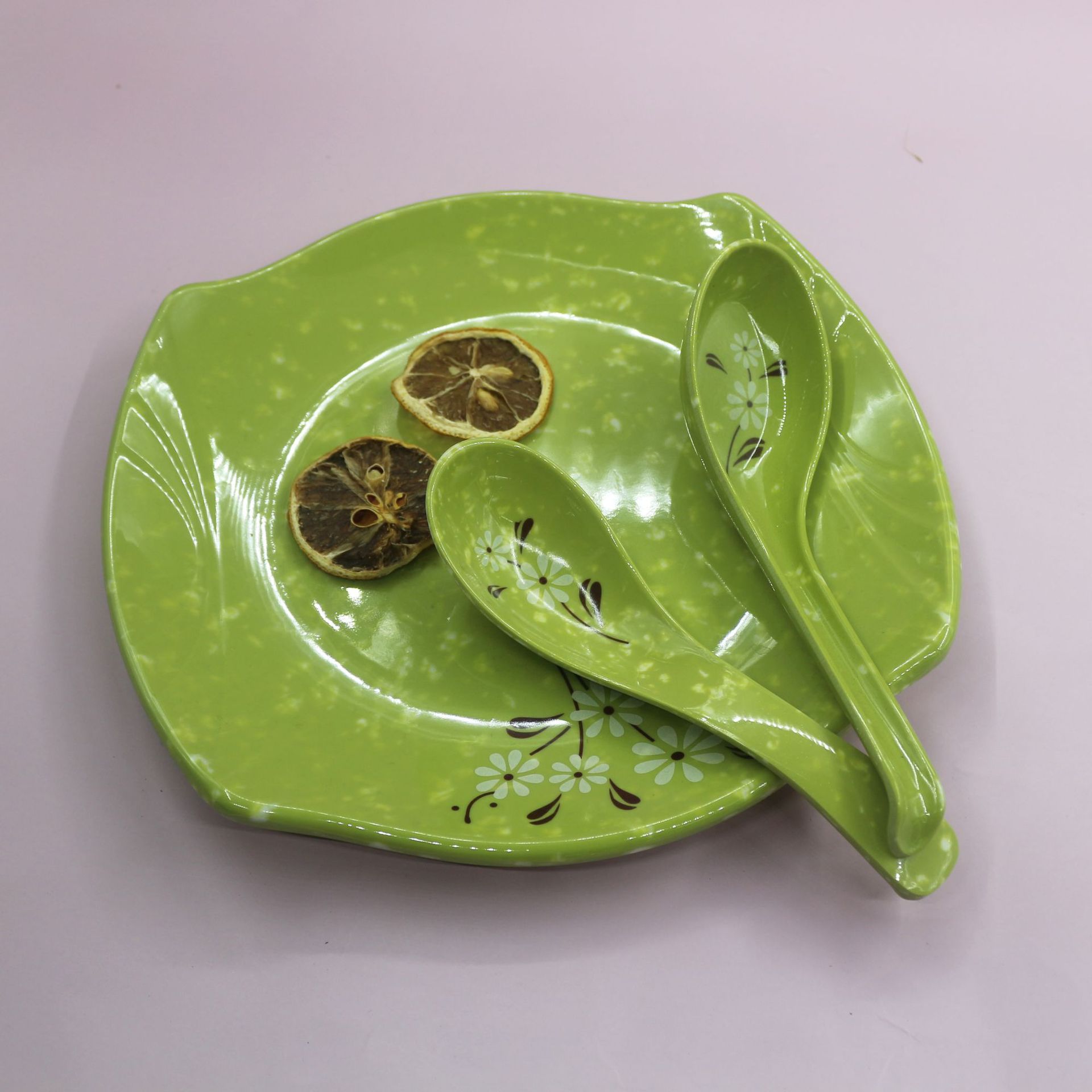 绿色大理石盘快餐店学校食堂拉面碗肠粉盘子炒菜碟仿瓷密胺四方盘