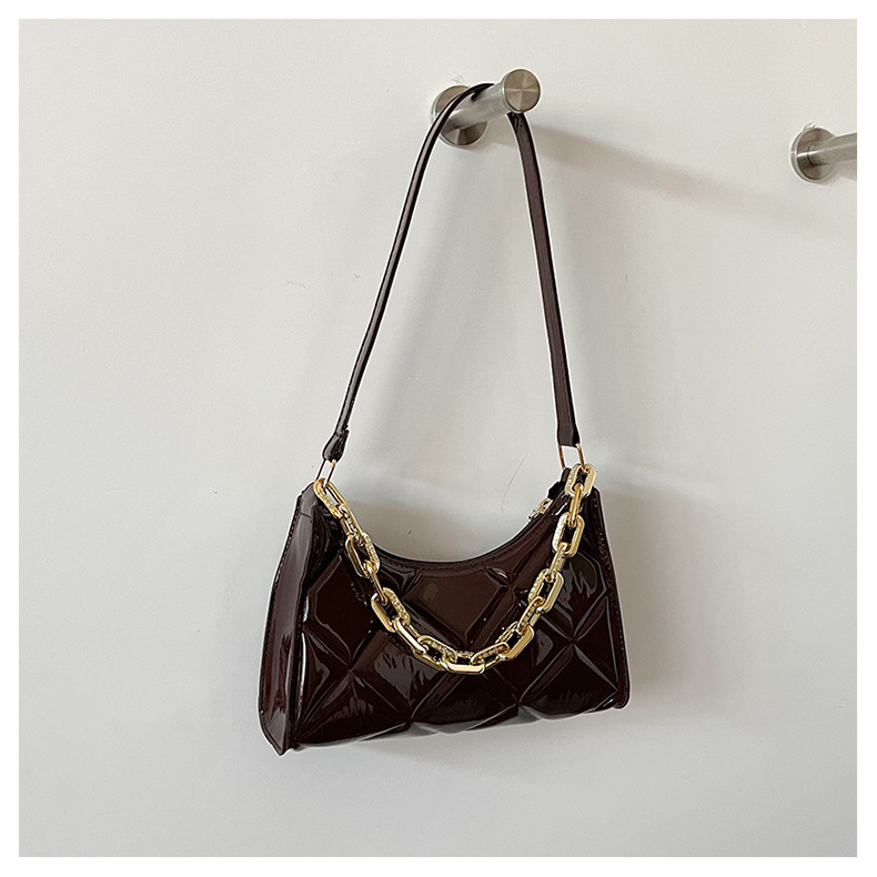 New Contrast Color Small Square Bag 2022 New Korean Style Texture Paint Surface Underarm Bag Acrylic Chain Shoulder Baguette Bag