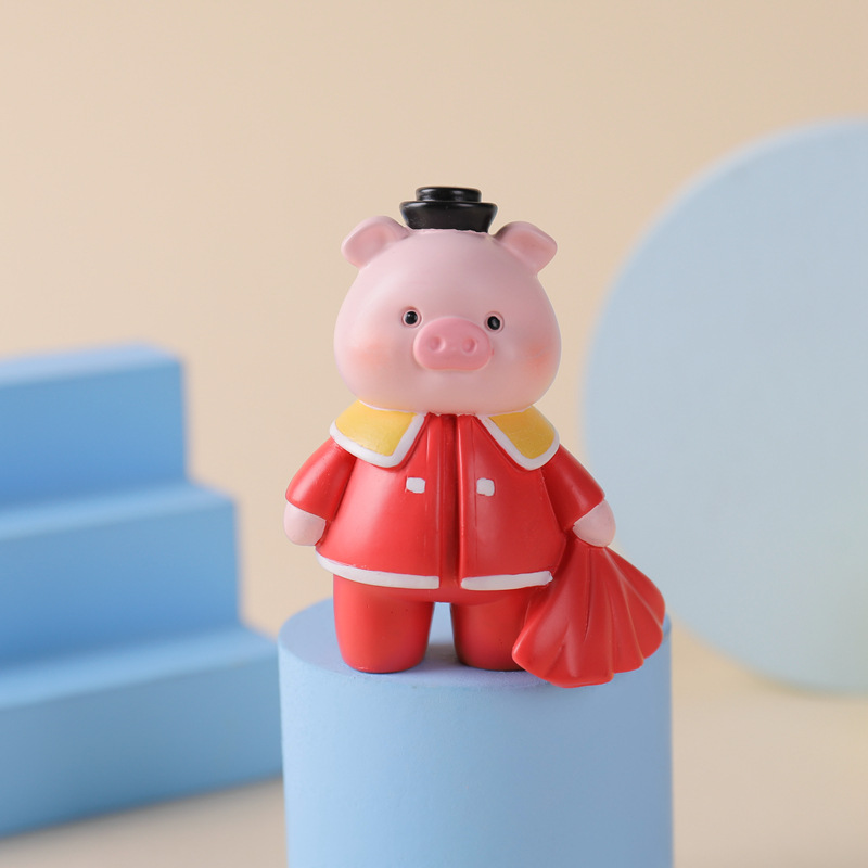 Creative Cute Global Travel Piggy Resin Craft Ornament Car Decoration Home Desktop Small Ornament