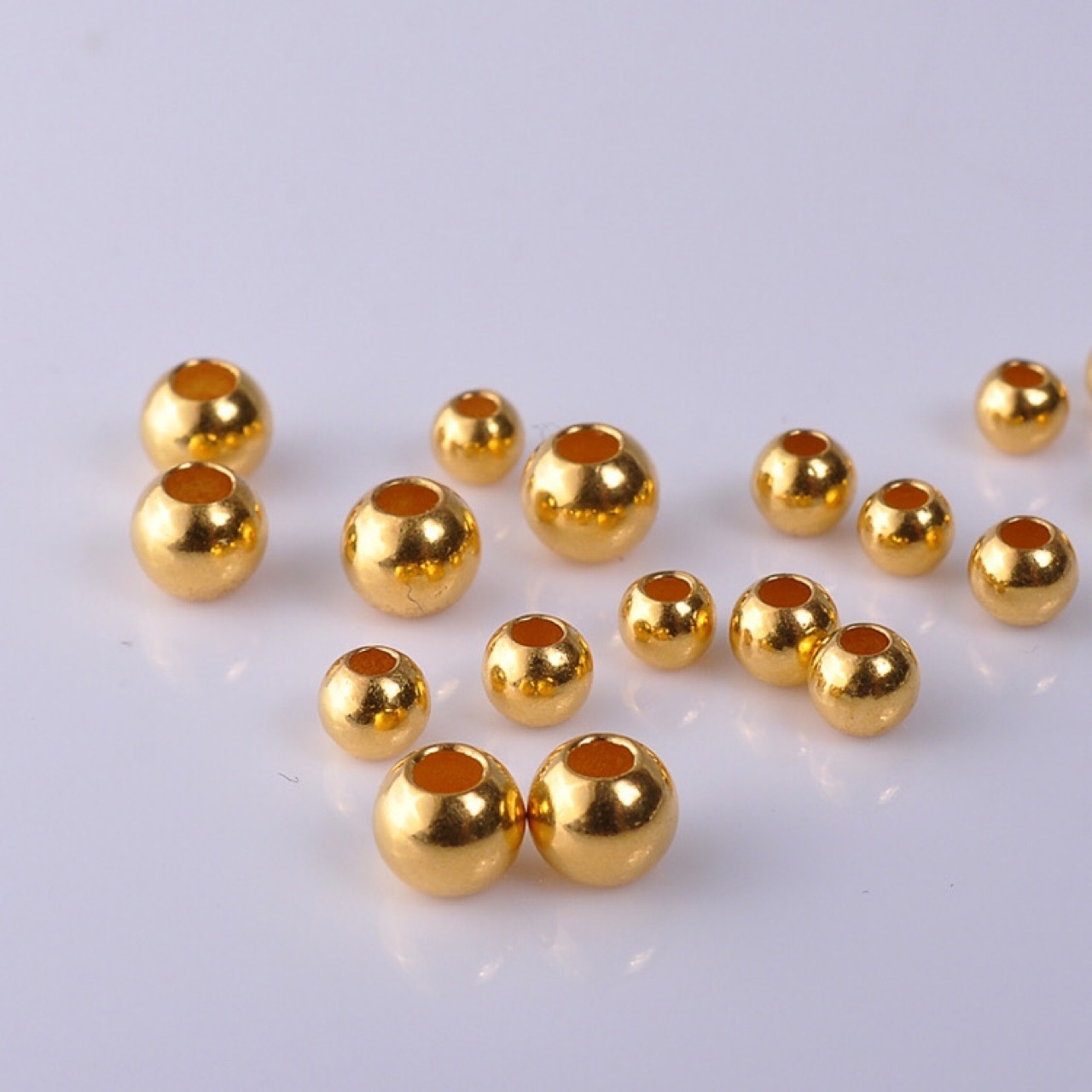 黄金999足金珠光面金珠转运珠手链拉丝花纹黄金色金珠转运珠