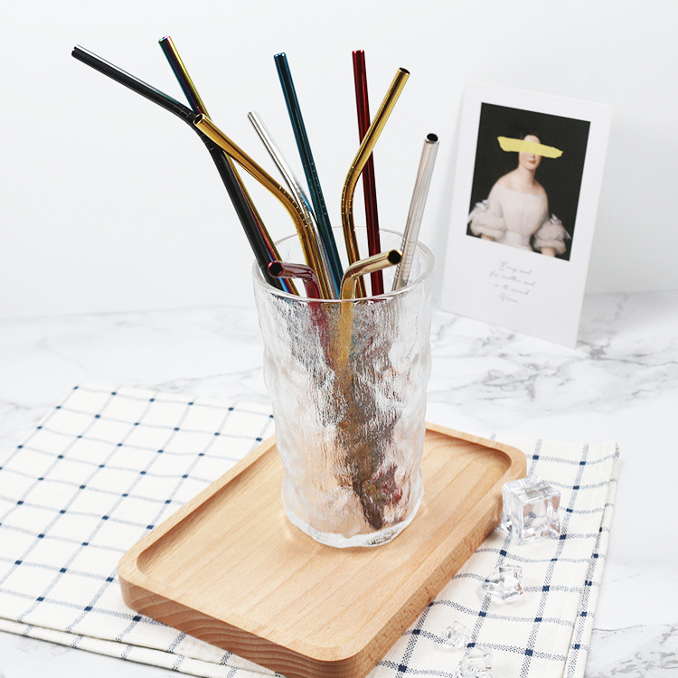 Cross-Border New Arrival Stainless Steel Straw 304 Stainless Steel Straw Drink Milk Tea Straw Non-Disposable