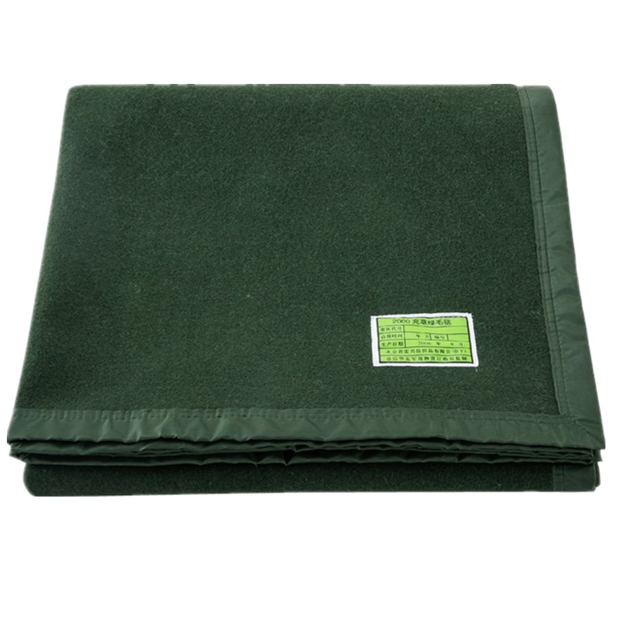09羊毛毯绿色毛绒毛毯 野营救灾公用被装军绿色毛毯