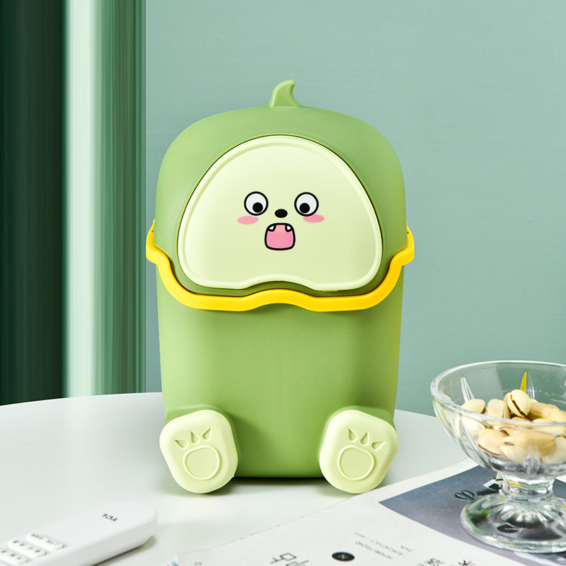 INS Style Household Desk Trash Can with Lid Cute Little Monster Student Dormitory Peel Storage Box Good-looking