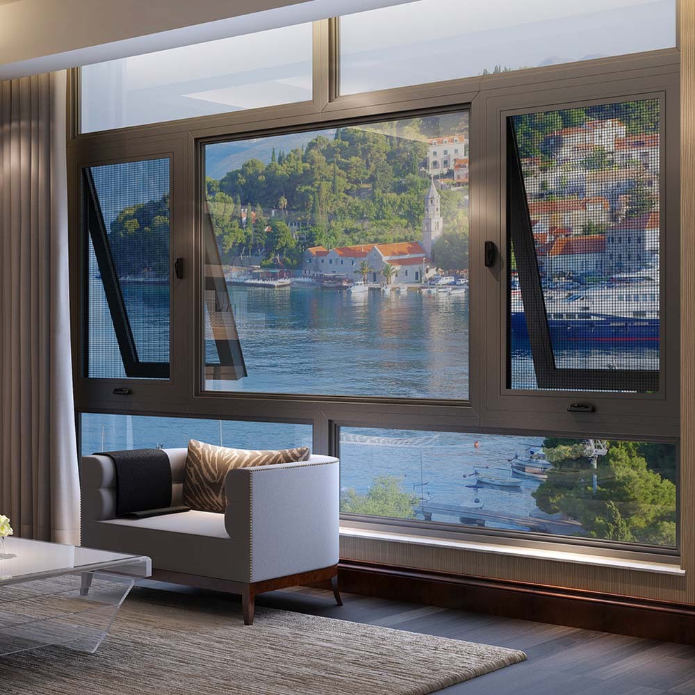 阿尔维定制智能平开窗德国把手可带纱网防蚊防盗防水智能窗户