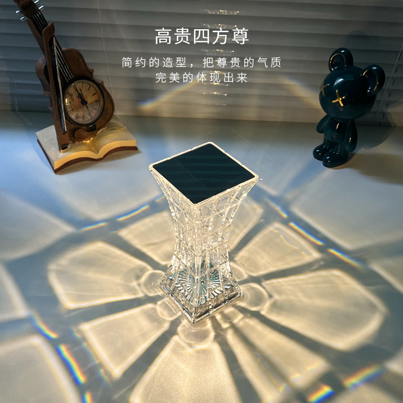 Simple and Light Luxury Bedroom Bedside Small Night Lamp Internet Celebrity Touch Table Lamp Living Room Desktop Ambience Light Crystal Decorative Lamp