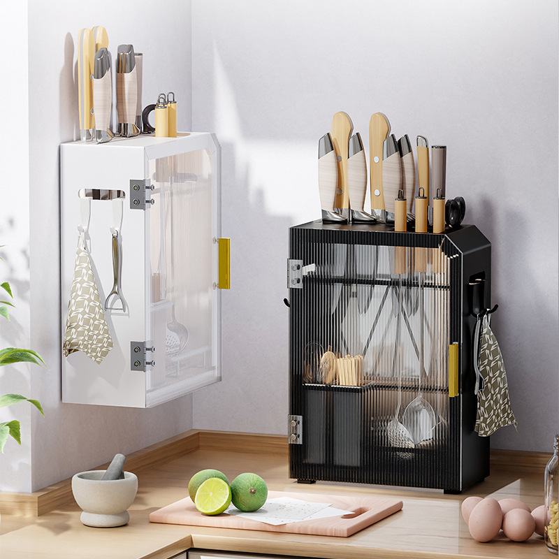 Kitchen Knife Rack Storage Rack Table Top Multi-Functional Home Wall-Mounted Knife Kitchen Knife Cutting Board Chopstick Storage Rack Integrated