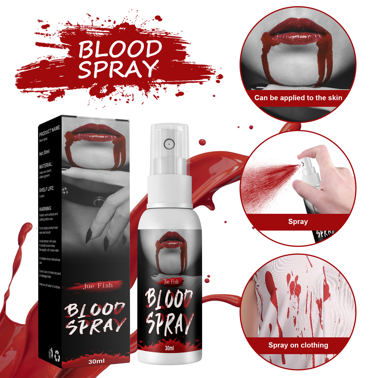 Jue-Fish Plasma Spray Plasma Fake Blood Vampire Zombie Blood Simulation Blood Spoof Film and Television Makeup Props