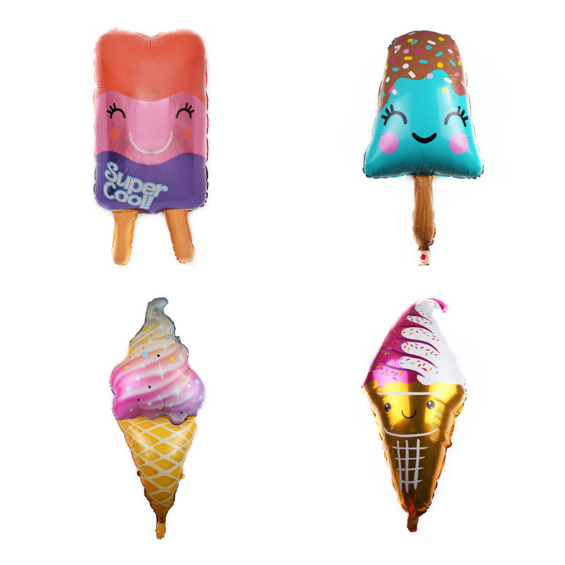大号冰激凌甜筒雪糕铝膜气球 生日派对夏季装饰棒冰玩具气球批发
