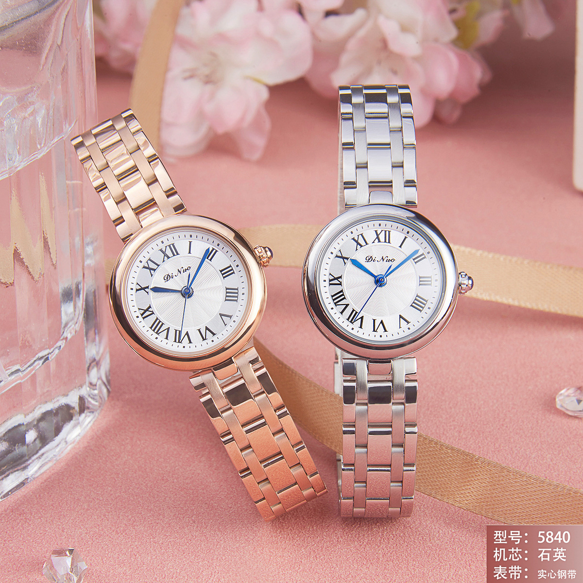 dinuo谛诺女士手表5840精美小盘表学生美女钢带表爆款小美人手表