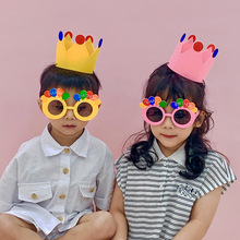 生日帽搞怪眼镜儿童生日派对拍照道具生日快乐墨镜道具拍照生日快