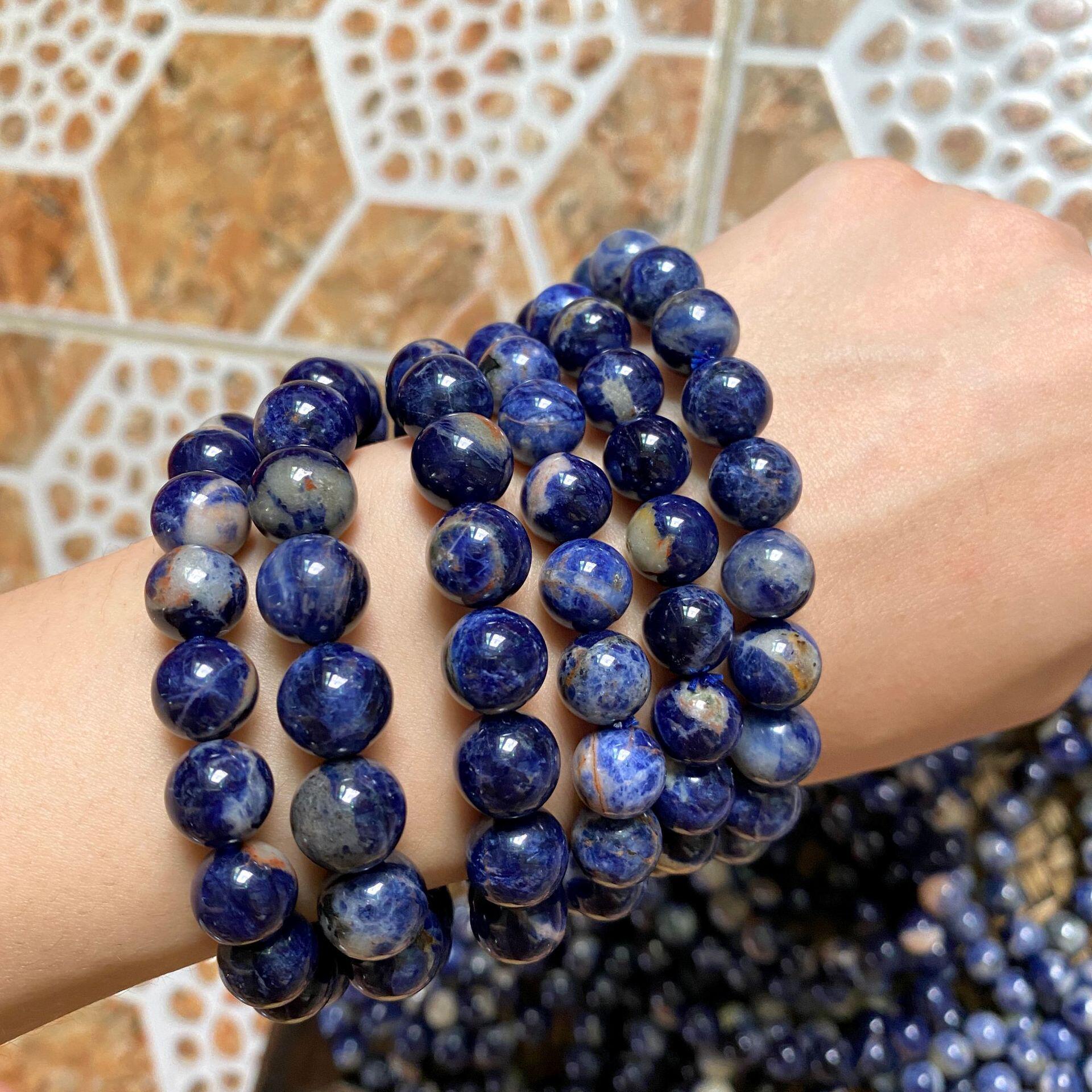 宏耀 方钠石手串 加拿大青金石 蓝纹石手链时尚单圈手串 厂家直销