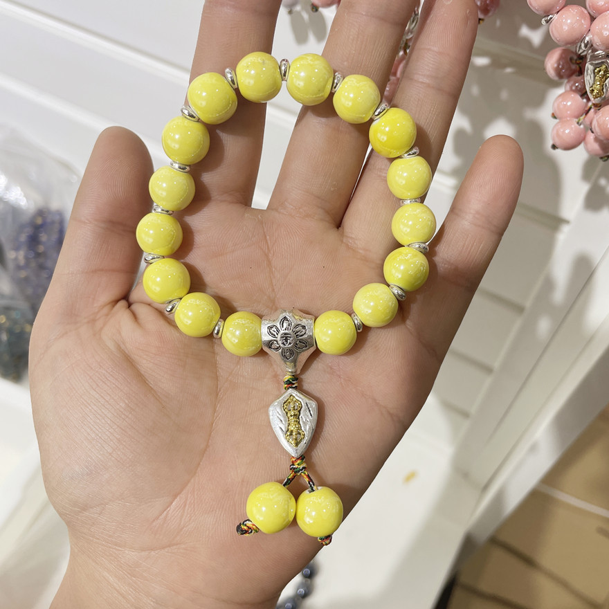 Live Studio Popular Fragrant Gray Porcelain Beads Bracelet Men and Women Glazed Bracelet Cloth Bag for Free Xiaohongshu Hot Color Bracelet