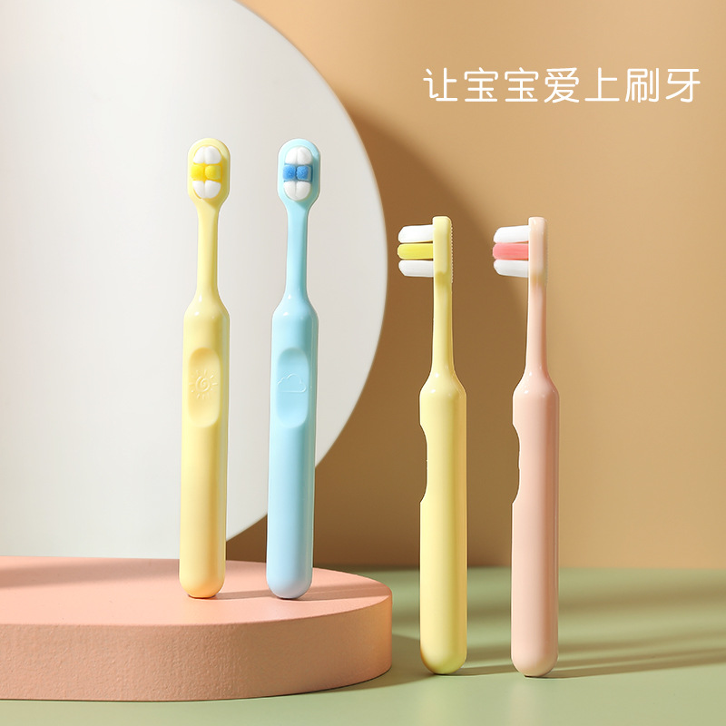 Candy Color Six Bunches of Ten Thousand Hair Toothbrush 2 Pcs 2-5 Years Old Infant Children Soft-Bristle Toothbrush Soft Hair Wholesale Spot