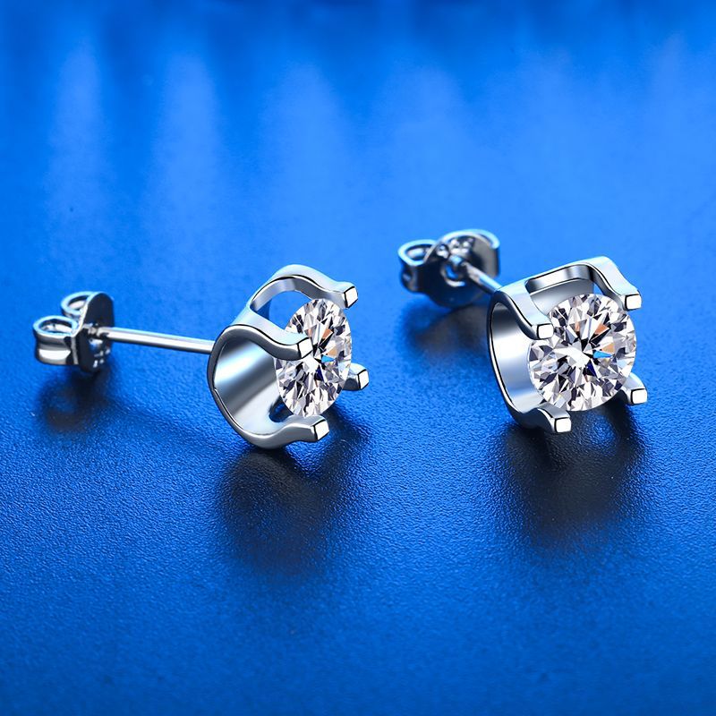 新品电商现货铜镀银镶钻牛头耳钉女简约一件代发牛头锆石耳环耳饰