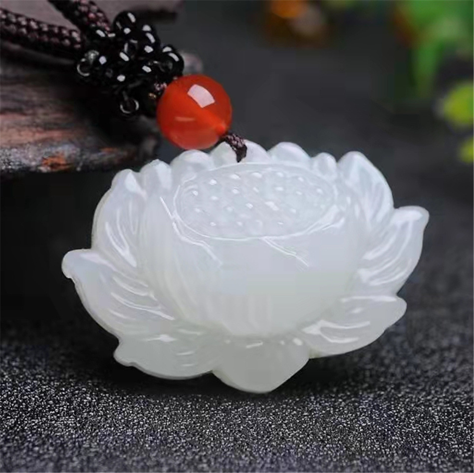 厂家批发 阿富汗玉挂件 白莲花玉吊坠 玉石项坠 玉器工艺品
