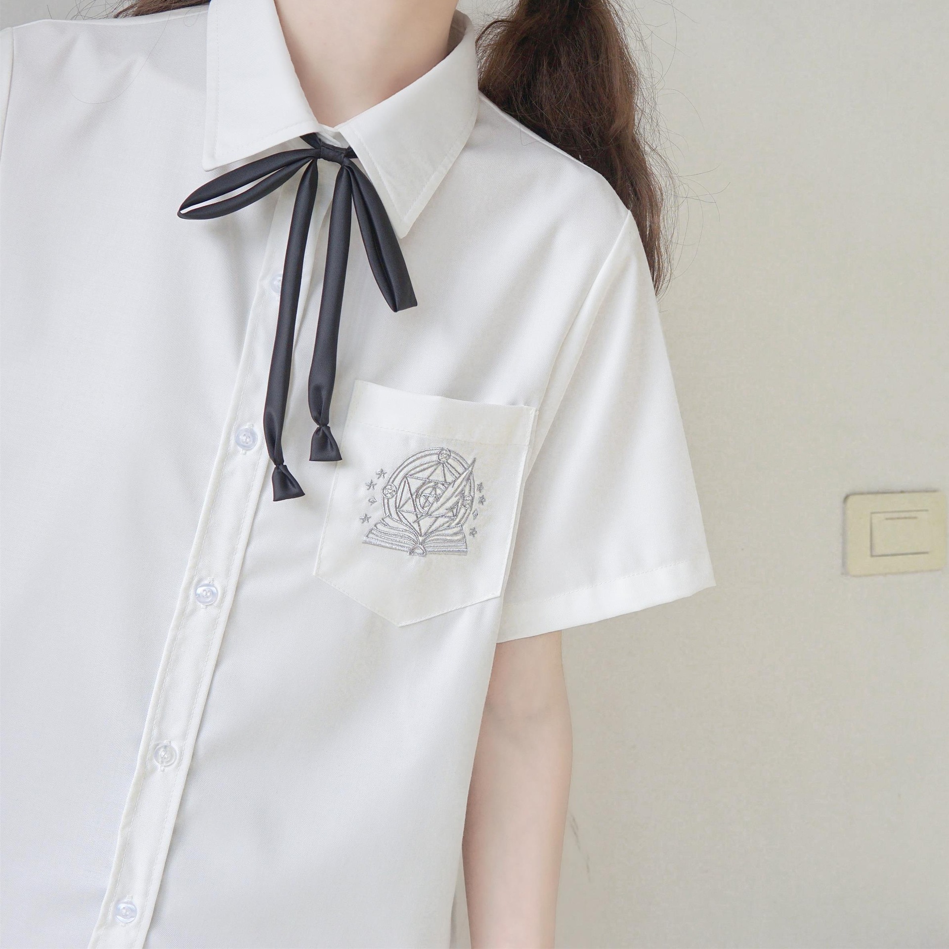 森林雾语jk短袖衬衫原创刺绣风琴魔法书现货学院纯白基础款日系春