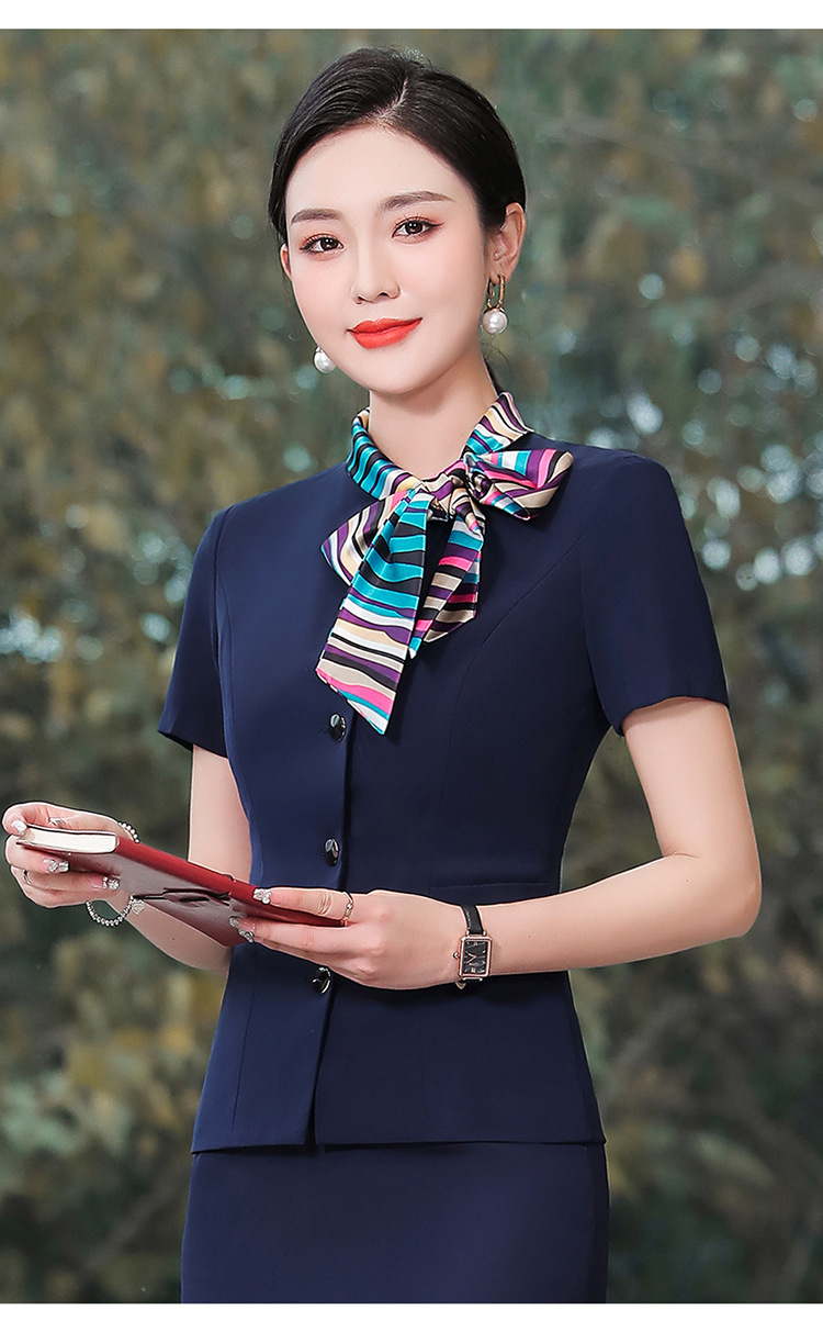 酒店前台服务员工作服职业女夏季短袖空姐制服餐饮饭店美容师套装