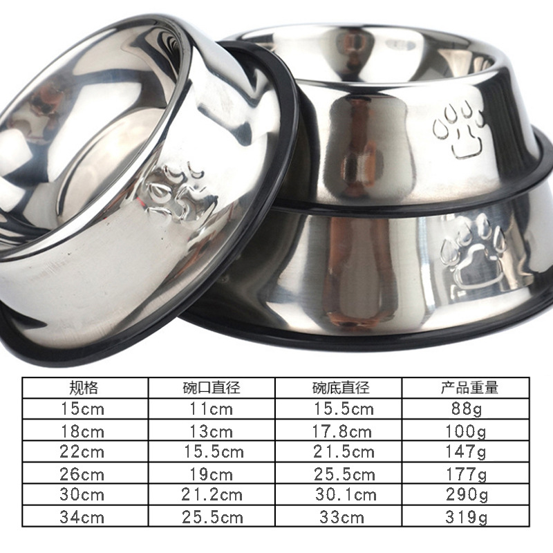 Amazon Pet Supplies Stainless Steel Dog Bowl Cat Bowl Dog Basin Stainless Steel Bowl for Pet Cat Food Holder Dog Food Bowl