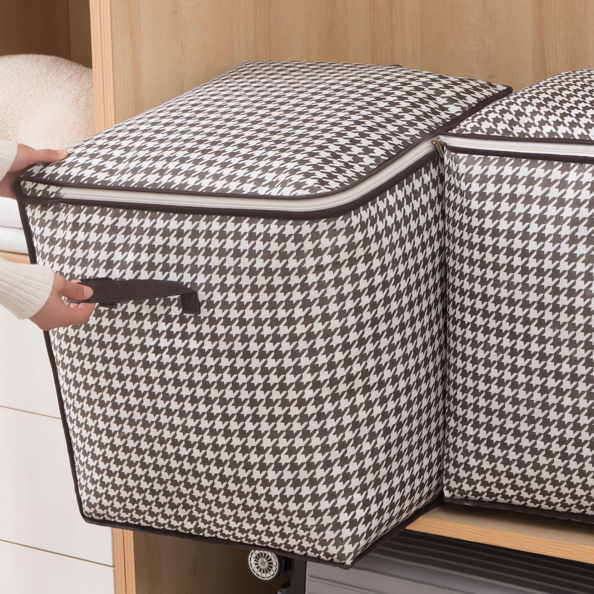 houndstooth buggy bag thick dustproof moisture-proof moving luggage bag large capacity clothes quilt organizing folders