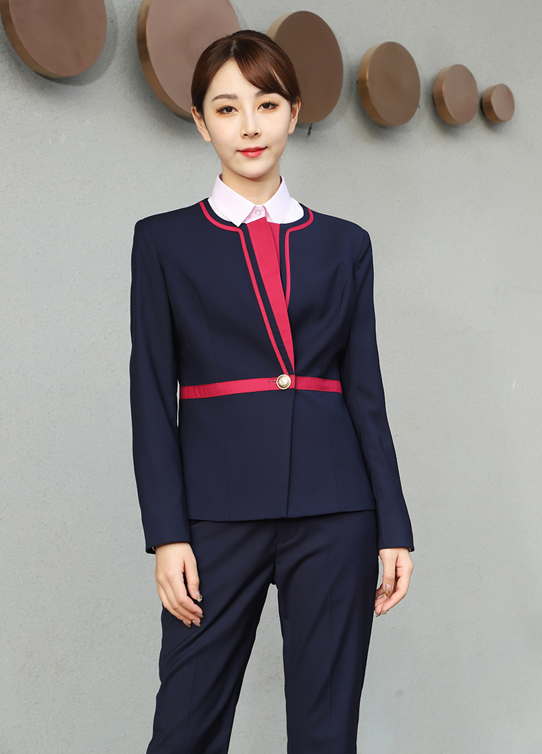韩版时尚前台导医制服春秋修身客服工装洒店客服长袖职业装定制