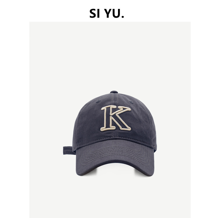 INS Hat Women's Korean-Style Fashionable Soft Top Baseball Cap K Letter Three-Dimensional Embroidered Peaked Cap Men's Casual Curved Brim Small Face