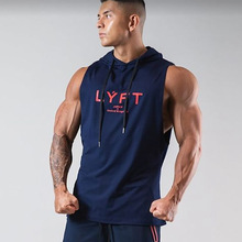 LYFT新款肌肉健身兄弟运动连帽背心男宽松透气无袖马甲篮球训练服