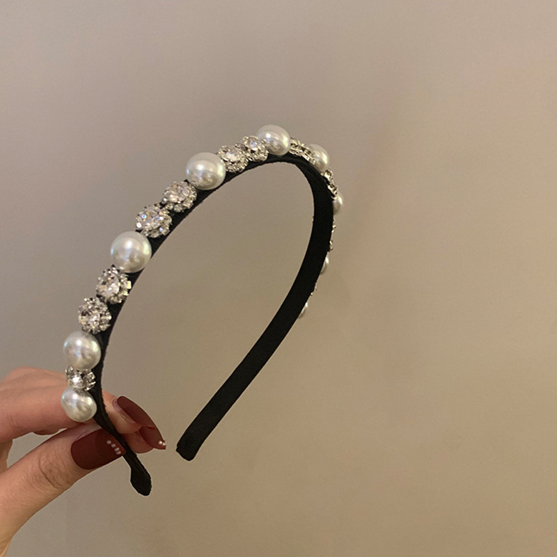2024小香风水钻珍珠发箍女复古气质压发头箍发卡网红轻奢小众头饰