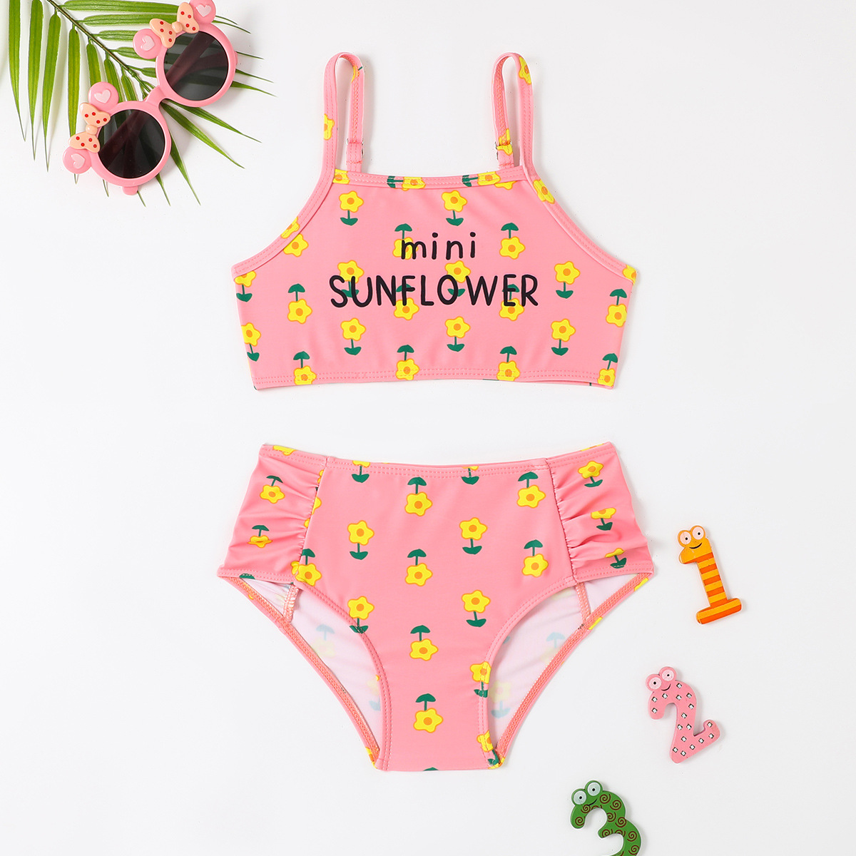 儿童比基尼分体泳衣女童吊带游泳衣2024新款高腰两件套泳装-阿里巴巴