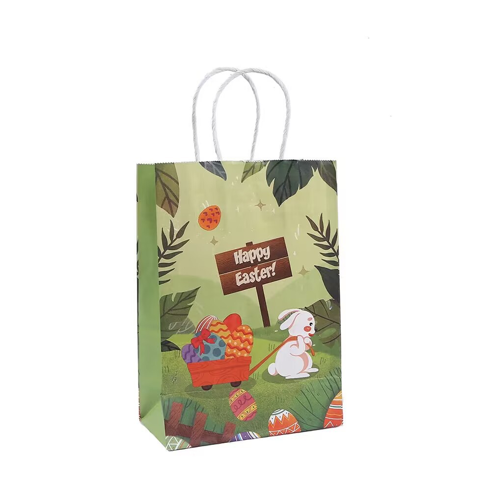 Kraft Paper Bag Cross-Border Easter Gift Bag Shopping Mall Shopping Bag Party Candy Tote Bag Wholesale Takeaway Bag