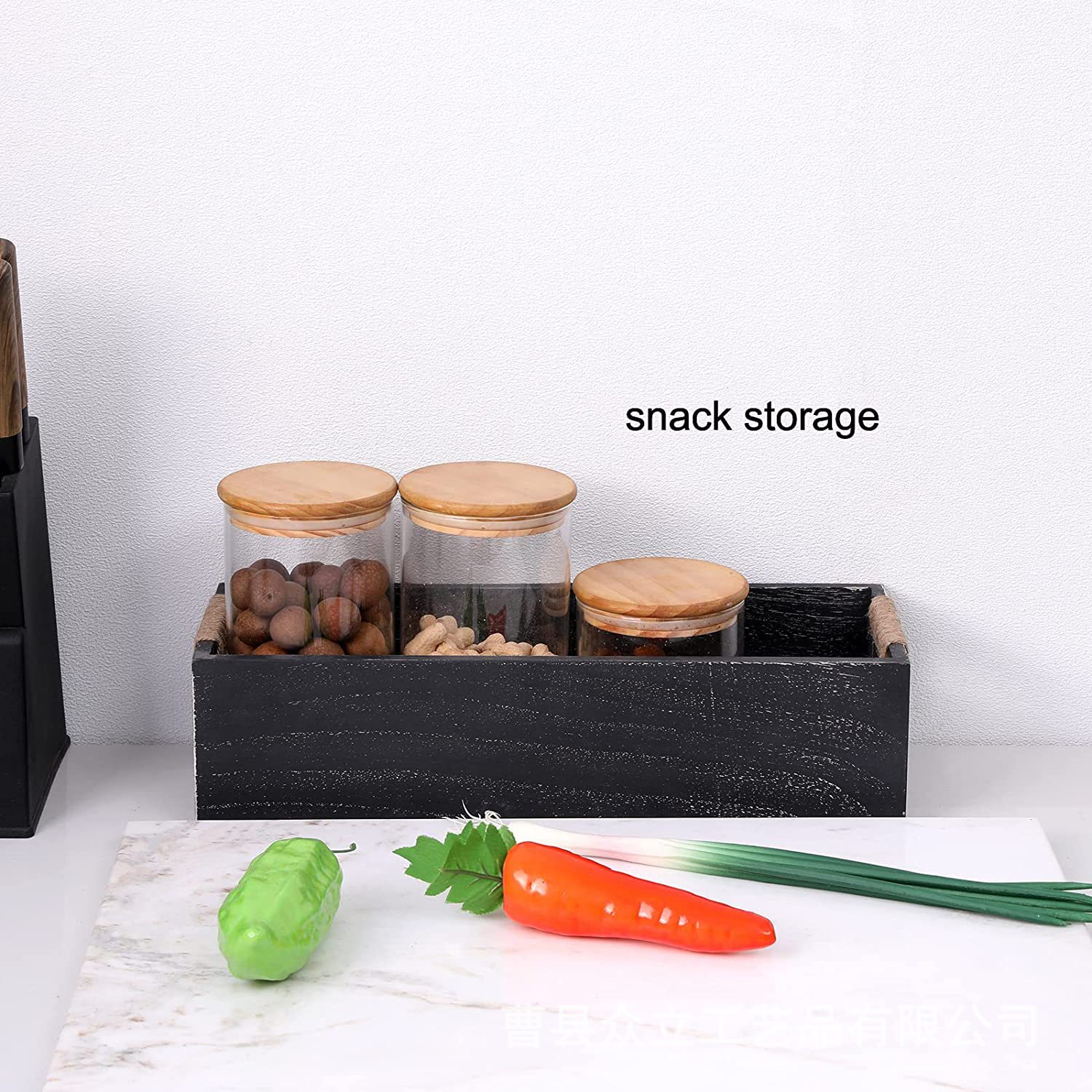 Amazon Desktop Storage Box Sundries Storage Wooden Box Bathroom Toilet Storage Box Hemp Rope Handle Storage Box