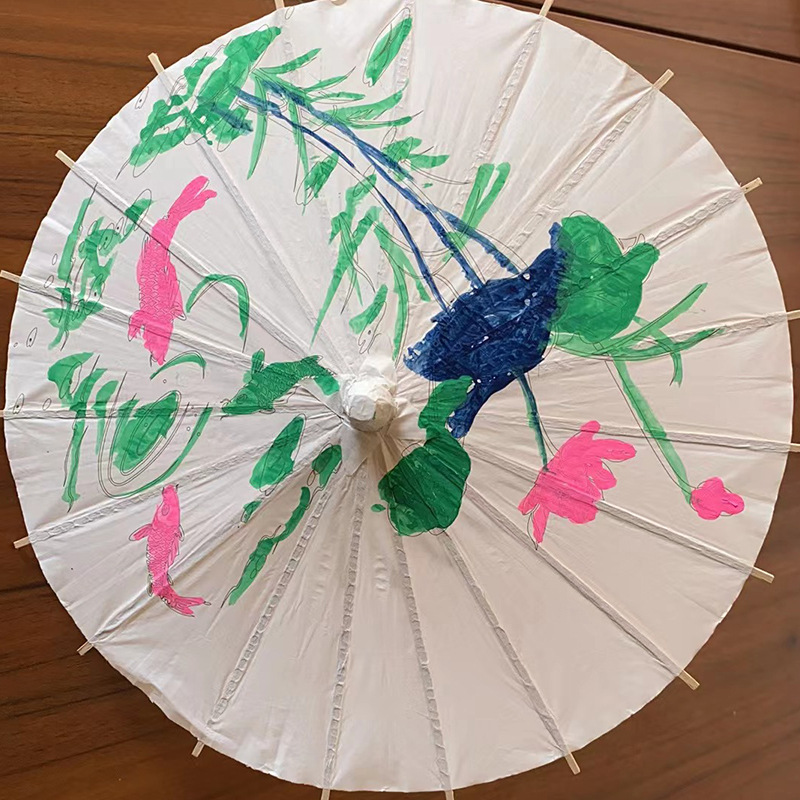 工厂手工绘画伞纸伞diy幼儿园风创意儿童手绘伞涂鸦伞空白油纸伞