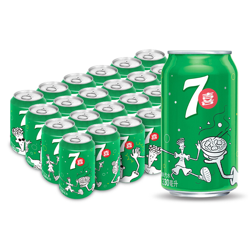 7喜可乐 七喜 7up 柠檬味汽水 碳酸饮料整箱 330ml*24听 一件包邮