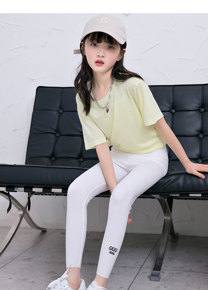 女童鲨鱼裤笑脸刺绣春装外穿儿童打底裤春季大童芭比裤春秋裤子潮