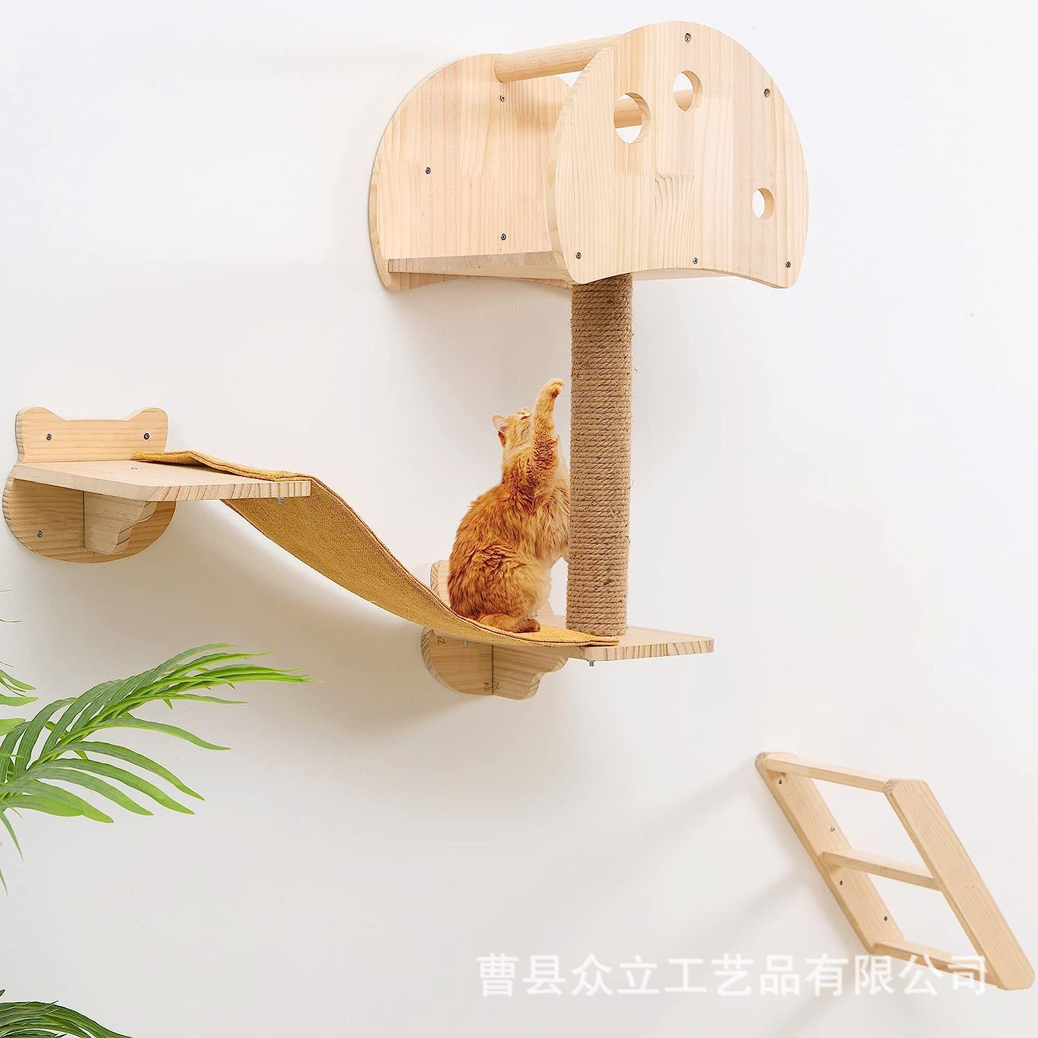 New Cat Climbing Frame Solid Wood Wall Jumping Platform Shelf Wall-Mounted Cat Nest Scratching Pole Cat Toy Cat Climbing Frame