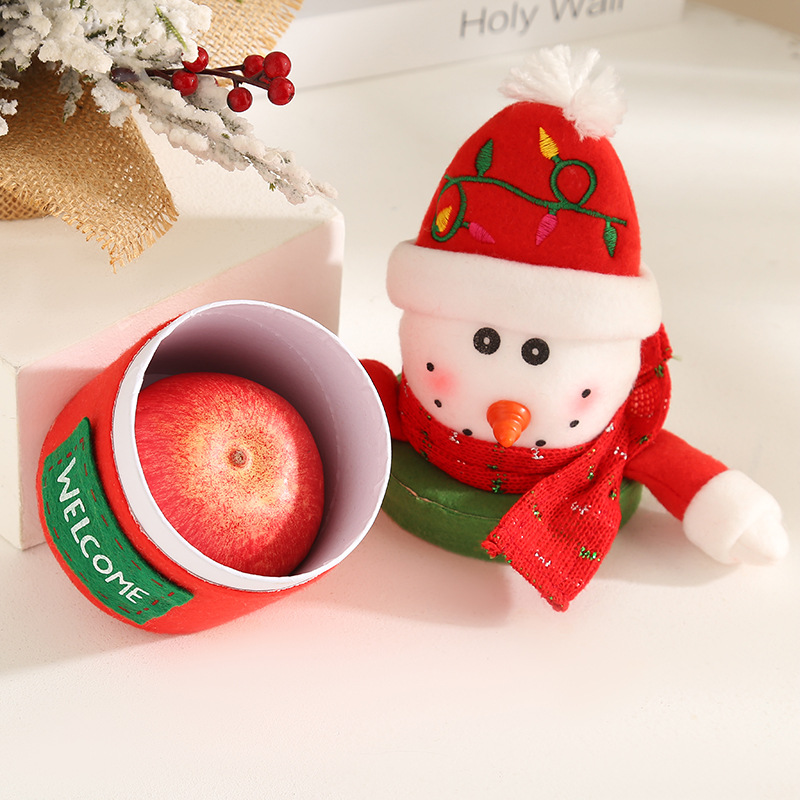 Christmas Apple Bucket Snowman Santa Claus Cartoon Doll Three-Dimensional Decoration Christmas Creative Holiday Gifts Bucket