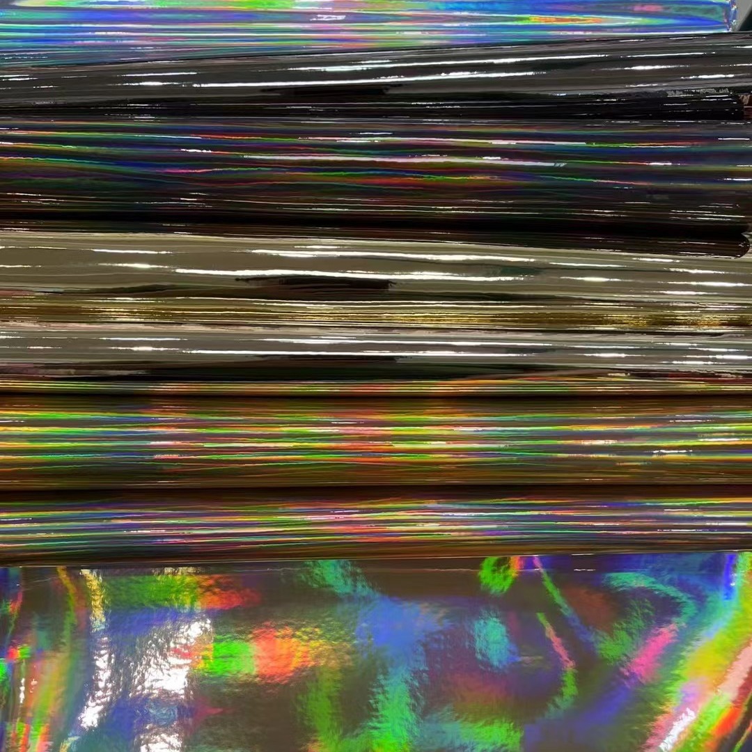 铁板镜面包装革材料金属镜面tpu面料女鞋手袋镜面革镭射幻彩镜面