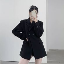 韩版黑色休闲西装外套2024春秋高级新款气质宽松小个子西服网红