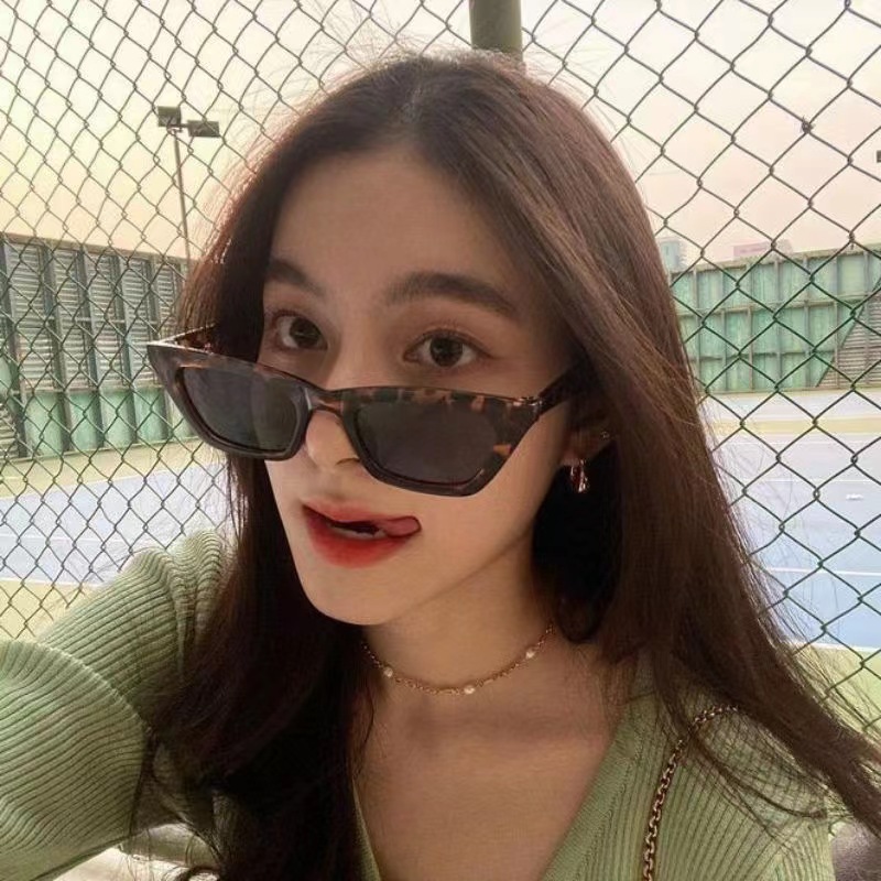 Jennie Same Style Sunglasses Super Cool Retro Black Women's Trendy Concave Style Street Shot Stylish Sunglasses Cat's Eye Internet Celebrity